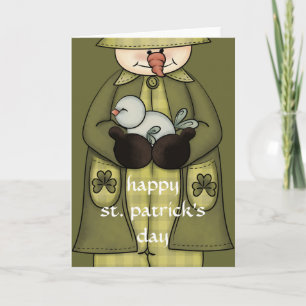 Irish Snowman d1 St. Patrick's Day Wenskaart Kaart