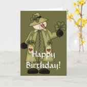 Irish Snowman d3 Happy March Verjaardag Kaart (Gele Bloem)