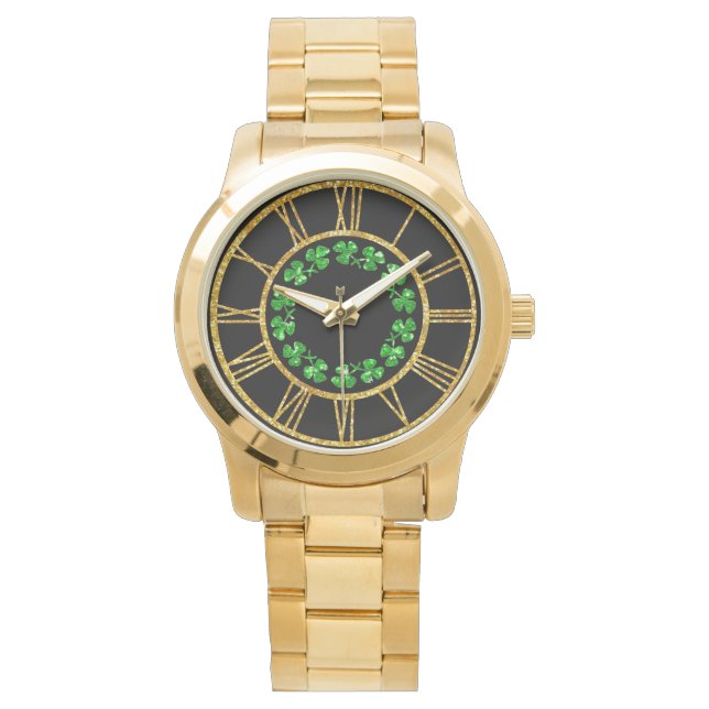Irish Spirit Green Shamrocks Horloge (Voorkant)