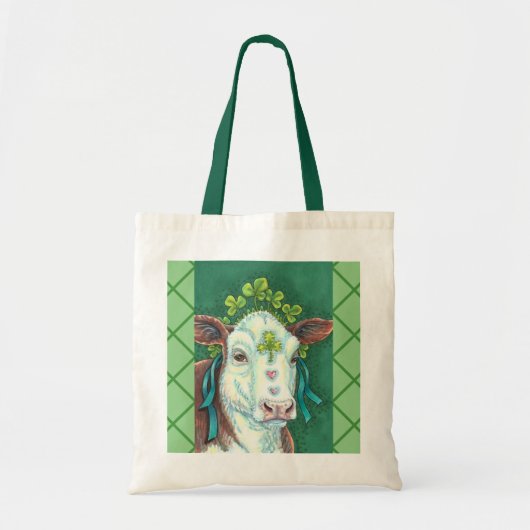 IRISH ST. PATRICK'S DAG HOGER, SHAMROCK-KOE TOTE BAG (Voorkant)
