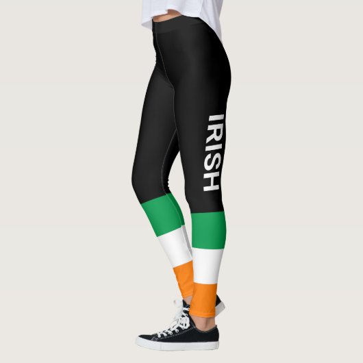 IRISH St. Patrick's Day Flag of Ireland Black Leggings (Links)