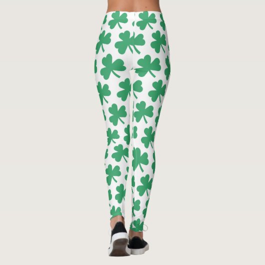 Irish St Patricks Day Green Shamrock Pattern Leggings (Achterkant)