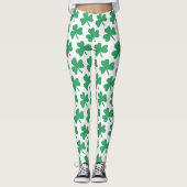 Irish St Patricks Day Green Shamrock Pattern Leggings (Voorkant)