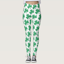 Irish St Patricks Day Green Shamrock Pattern Leggings