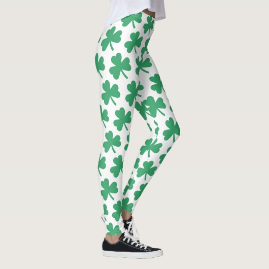 Irish St Patricks Day Green Shamrock Pattern Leggings (Rechts)