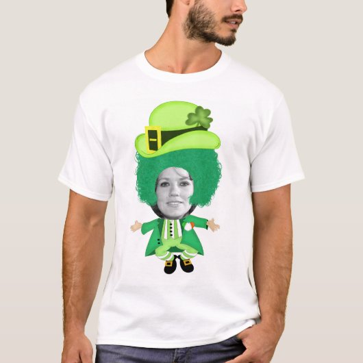 Irish St Patricks Day Jig, Foto Framed Head T-shirt (Voorkant)