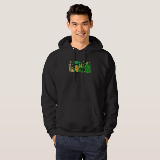 Irish St Patricks Day Love Gnome Shamrock Leopard  Hoodie (Voorkant volledig)