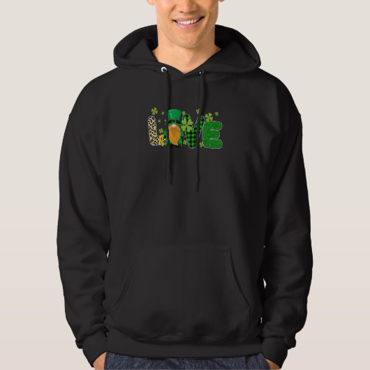 Irish St Patricks Day Love Gnome Shamrock Leopard  Hoodie (Voorkant)