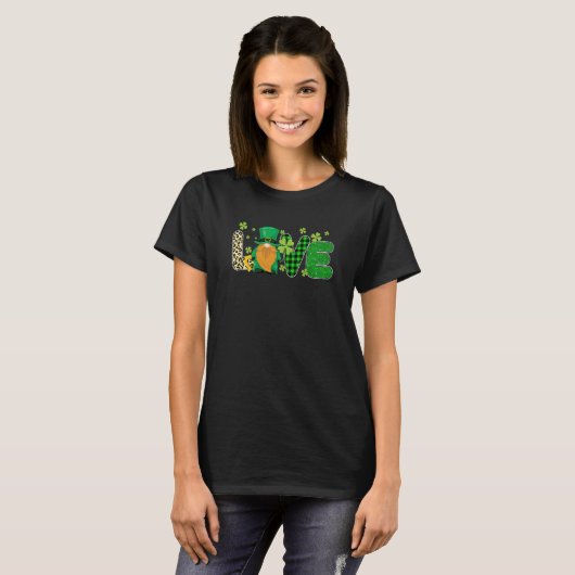 Irish St Patricks Day Love Gnome Shamrock Leopard T-shirt (Voorkant volledig)