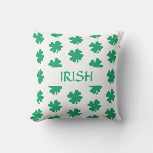 Irish St Patrick's Day Shamrock Leaf Pattern Green Buitenkussen (Voorkant)
