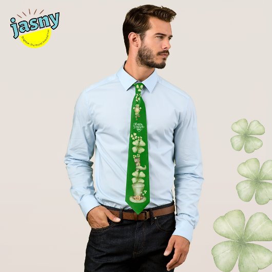Irish St. Patricks Day Shamrock Print Stropdas