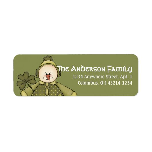 Irish St. Patrick's Day Snowman Adresetiketten d2 Etiket (Voorkant)