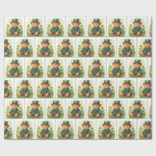Irish St. Patrick's Day Teddy Bear Cadeaupapier (Vlak)