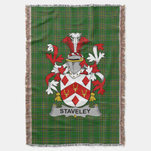 Irish Staveley Coat of Arms Family Crest Ireland Deken