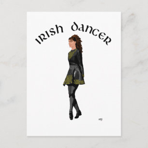 Irish Step Dancer - Black Dress, Brunette Hair Briefkaart