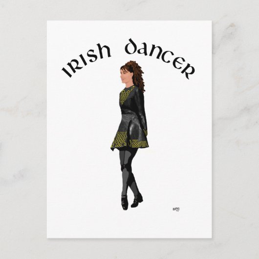 Irish Step Dancer - Black Dress, Brunette Hair Briefkaart (Voorkant)