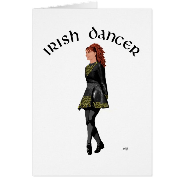 Irish Step Dancer - Black Dress, Red Hair (Voorkant)