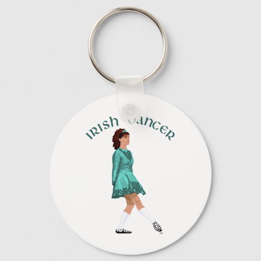Irish Step Dancer - Blauwgroen Sleutelhanger (Voorkant)