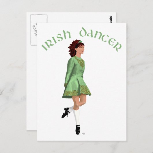 Irish Step Dancer - Green Briefkaart (Voorkant / Achterkant)