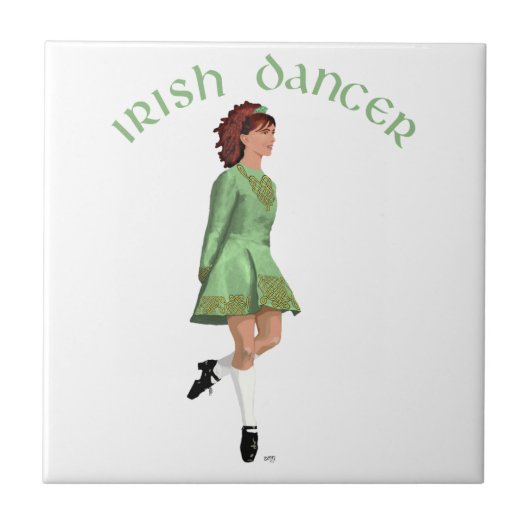 Irish Step Dancer - Green Tegeltje (Voorkant)