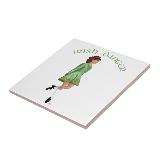 Irish Step Dancer - Green Tegeltje (Zijkant)