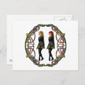 Irish Step Dancers in Celtic Knotwork Surround Briefkaart (Voorkant / Achterkant)