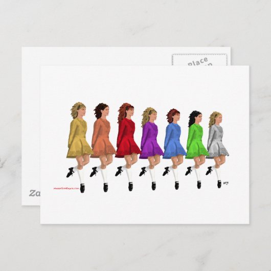 Irish Step Dancers - Rainbow Line of Dancers Briefkaart (Voorkant / Achterkant)