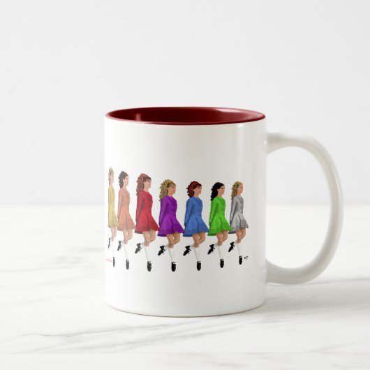Irish Step Dancers - Rainbow Line of Dancers Tweekleurige Koffiemok (Rechts)