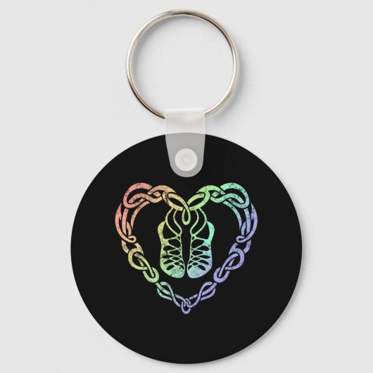 Irish Step Dancing Celtic Knot Heart Sleutelhanger (Voorkant)