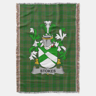 Irish Stokes Coat of Arms Family Crest Ireland Deken