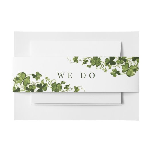 Irish Stylized Shamrock Leafy Foliage  Uitnodigingen Wikkel (Voorkant Voorbeeld)