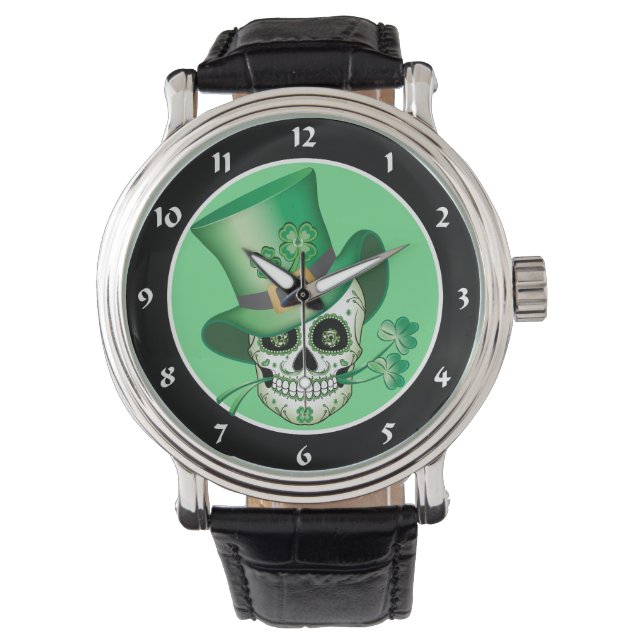 Irish Sugar Skull Horloge (Voorkant)