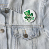 Irish Sugar Skull T-Shirt Ronde Button 5,7 Cm (In situ)