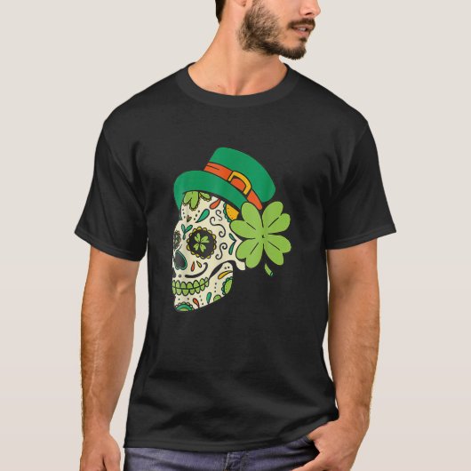Irish Sugar Skulls Paddys St Patricks Day Calavera T-shirt (Voorkant)