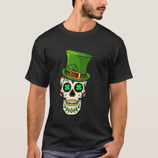 Irish Sugar Skulls Paddys St Patricks Day Calavera T-shirt (Voorkant)