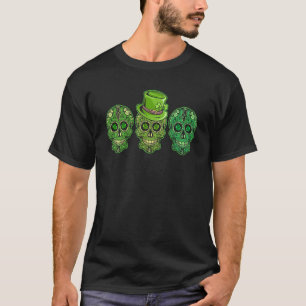 Irish Sugar Skulls Paddys St Patricks Day Mexicaan T-shirt