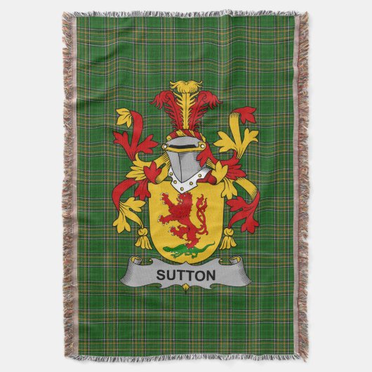 Irish Sutton Coat of Arms Family Crest Ireland Deken (Voorkant Verticaal)