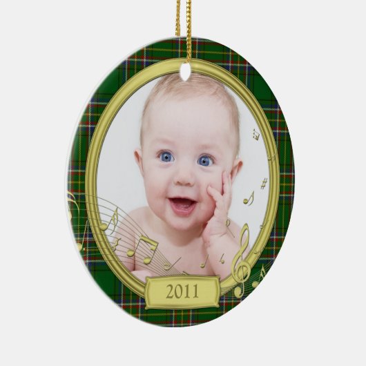 Irish Tartan Baby's eerste kerstfoto Ornament (Rechts)
