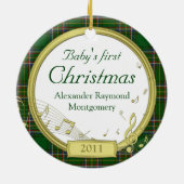 Irish Tartan Baby's eerste kerstfoto Ornament (Achterkant)