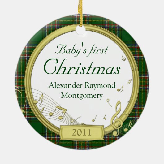 Irish Tartan Baby's eerste kerstfoto Ornament (Achterkant)