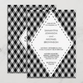 Irish Tartan Diamond Black Grey Wedding Kaart (Voorkant / Achterkant)