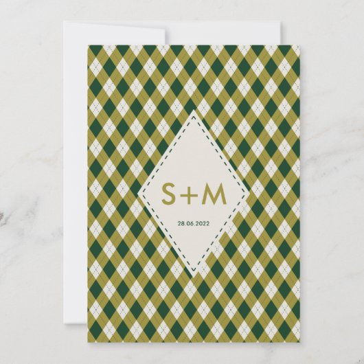 Irish Tartan Diamond Wedding Kaart (Achterkant)