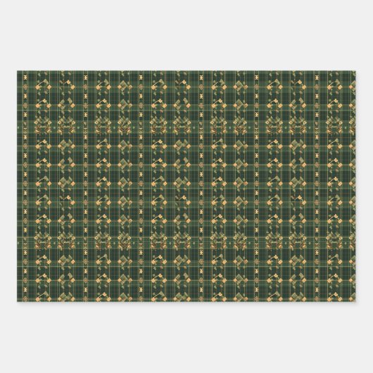 Irish Tartan Green St. Patrick Plaid set 5 Inpakpapier Vel (Voorkant 3)
