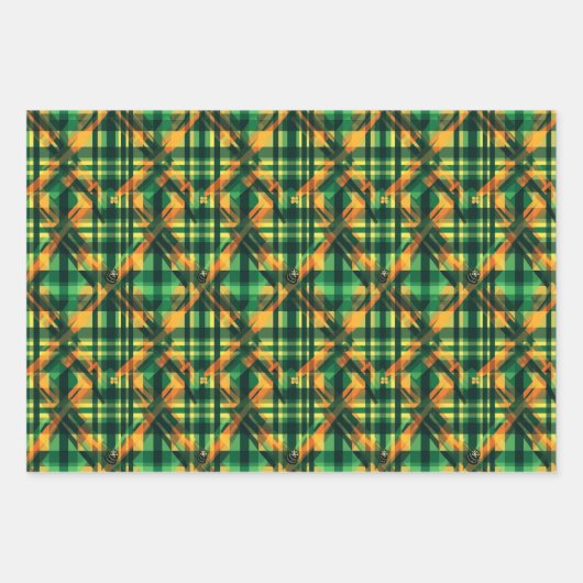 Irish Tartan Green St. Patrick Plaid set 5 Inpakpapier Vel (Voorkant 2)