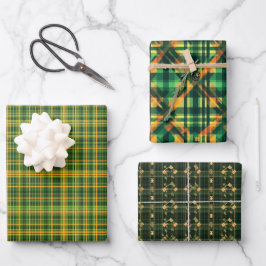Irish Tartan Green St. Patrick Plaid set 5 Inpakpapier Vel