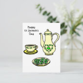 Irish Tea Set Happy St. Patrick's Day Briefkaart (Staand voorkant)