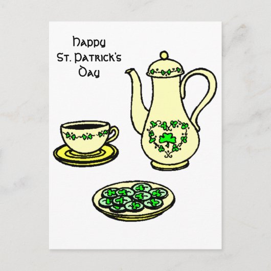 Irish Tea Set Happy St. Patrick's Day Briefkaart (Voorkant)
