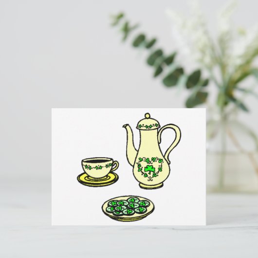 Irish Tea Set St. Patrick's Day Briefkaart (Staand voorkant)