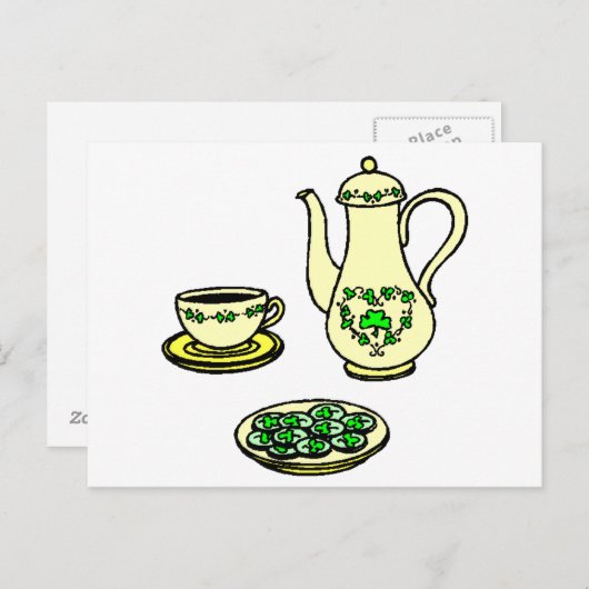Irish Tea Set St. Patrick's Day Briefkaart (Voorkant / Achterkant)