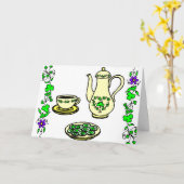 Irish Tea Set St. Patrick's Day Wenskaart Kaart (Gele Bloem)